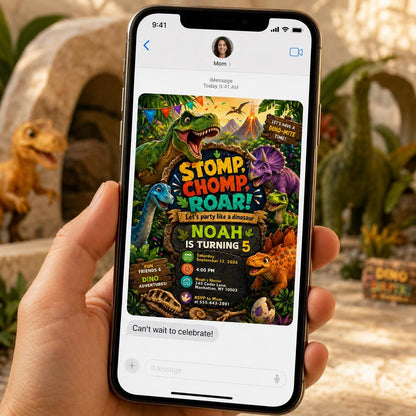 Dinosaur 5th Birthday Invitation — invitation you personalize in Canva