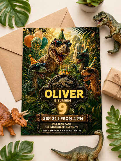 Dinosaur Invitation — invitation you personalize in Canva