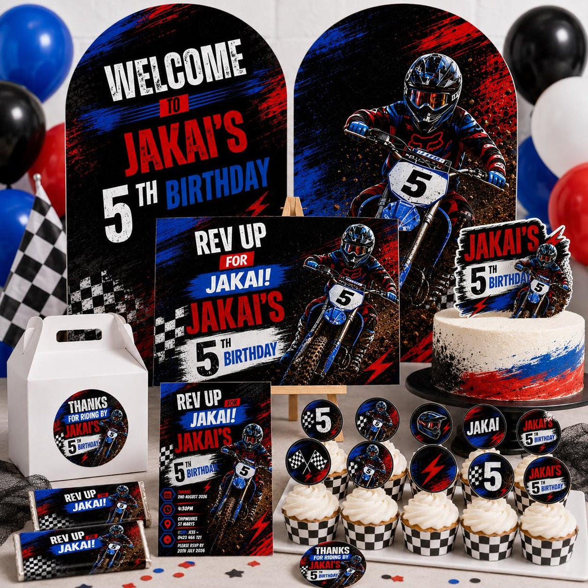 Dirt Bike Birthday Bundle — editable Canva template