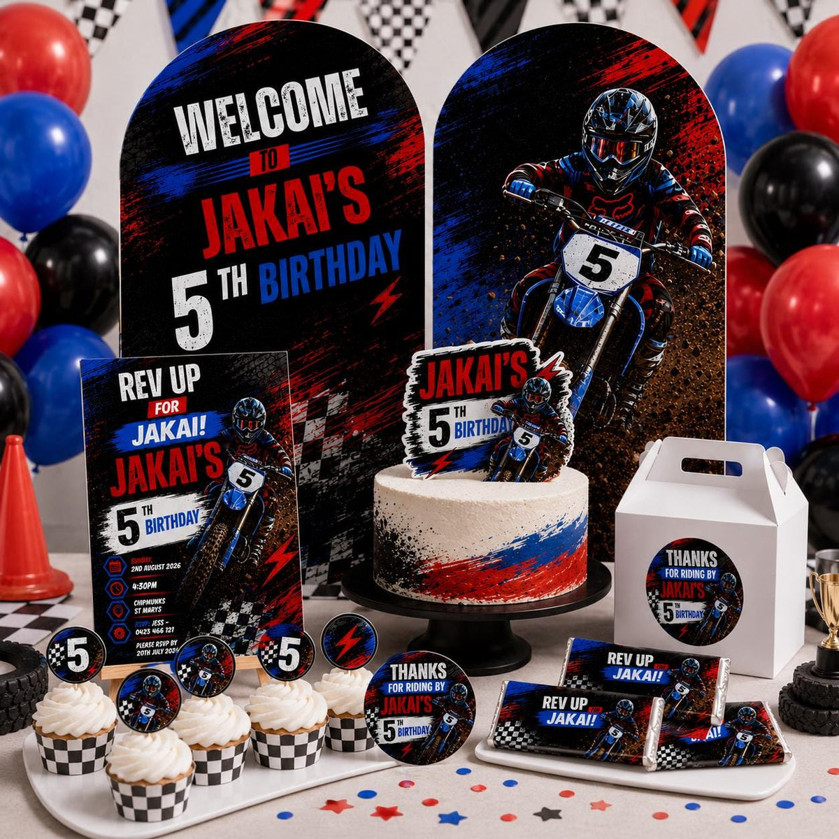 Dirt Bike Birthday Bundle — cake and motorcycle design