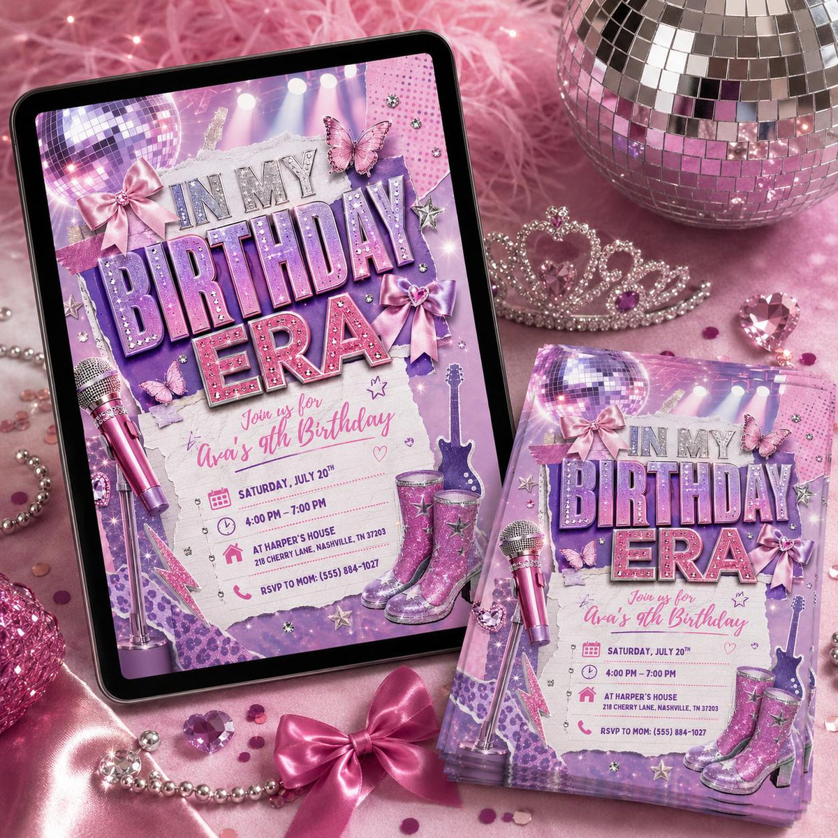 Disco Birthday Era Invitation for Girls — birthday party stationery by VoltBy