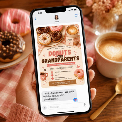 Donuts With Grandparents Invitation — donut design
