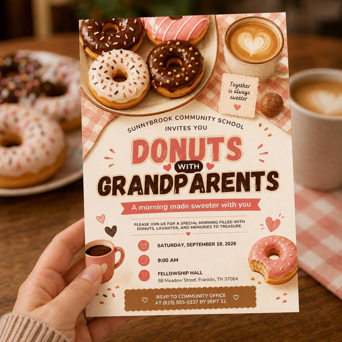 Donuts With Grandparents Invitation — invitation you personalize in Canva