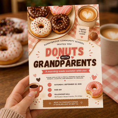 Donuts With Grandparents Invitation — invitation you personalize in Canva