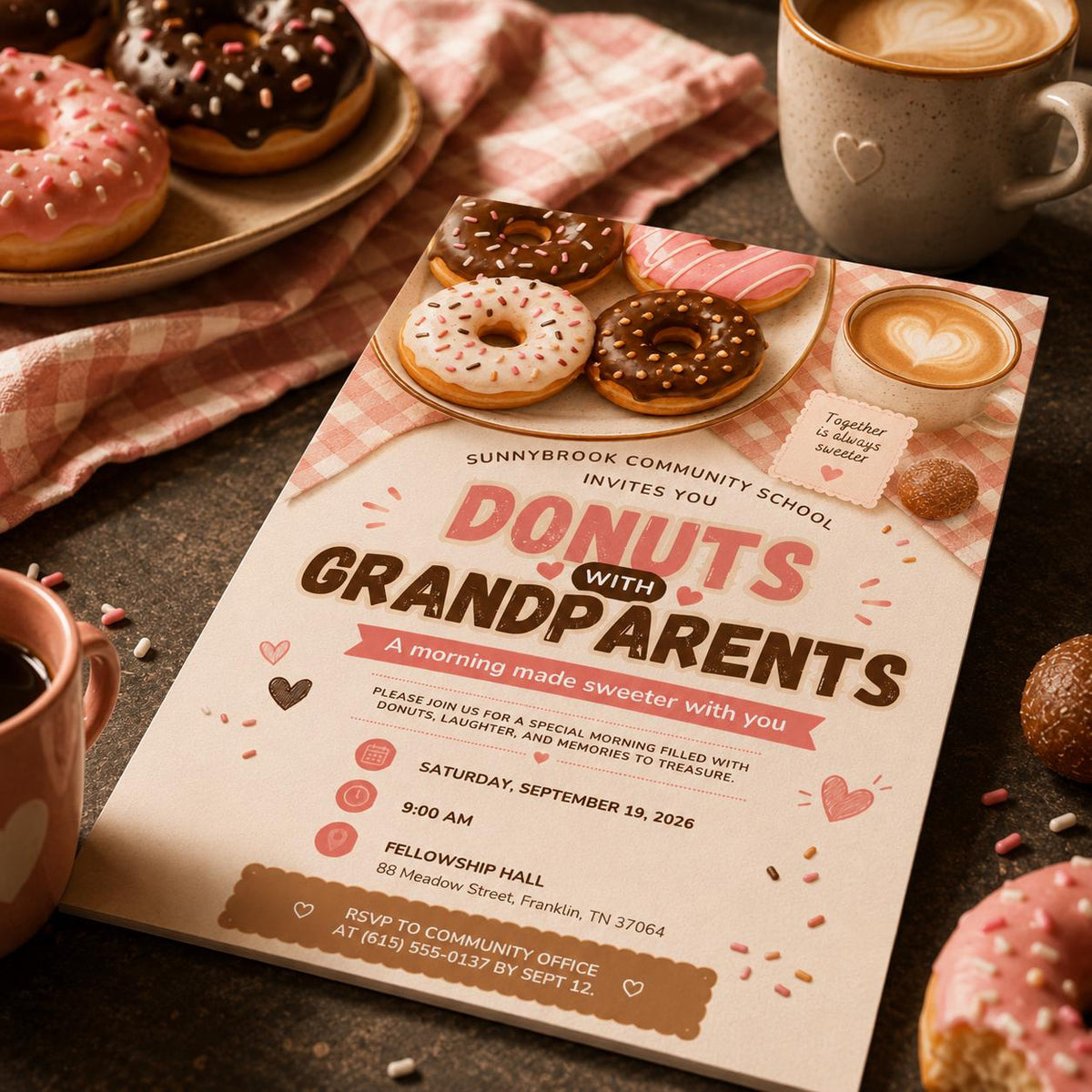 Donuts With Grandparents Invitation — digital invitation, instant download