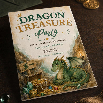 Dragon 8th Birthday Invitation — digital invitation, instant download