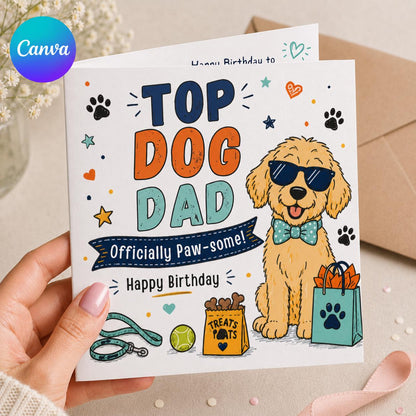 Dog Dad Birthday Greeting Card from the Dog – Funny Paw-some Folded Card