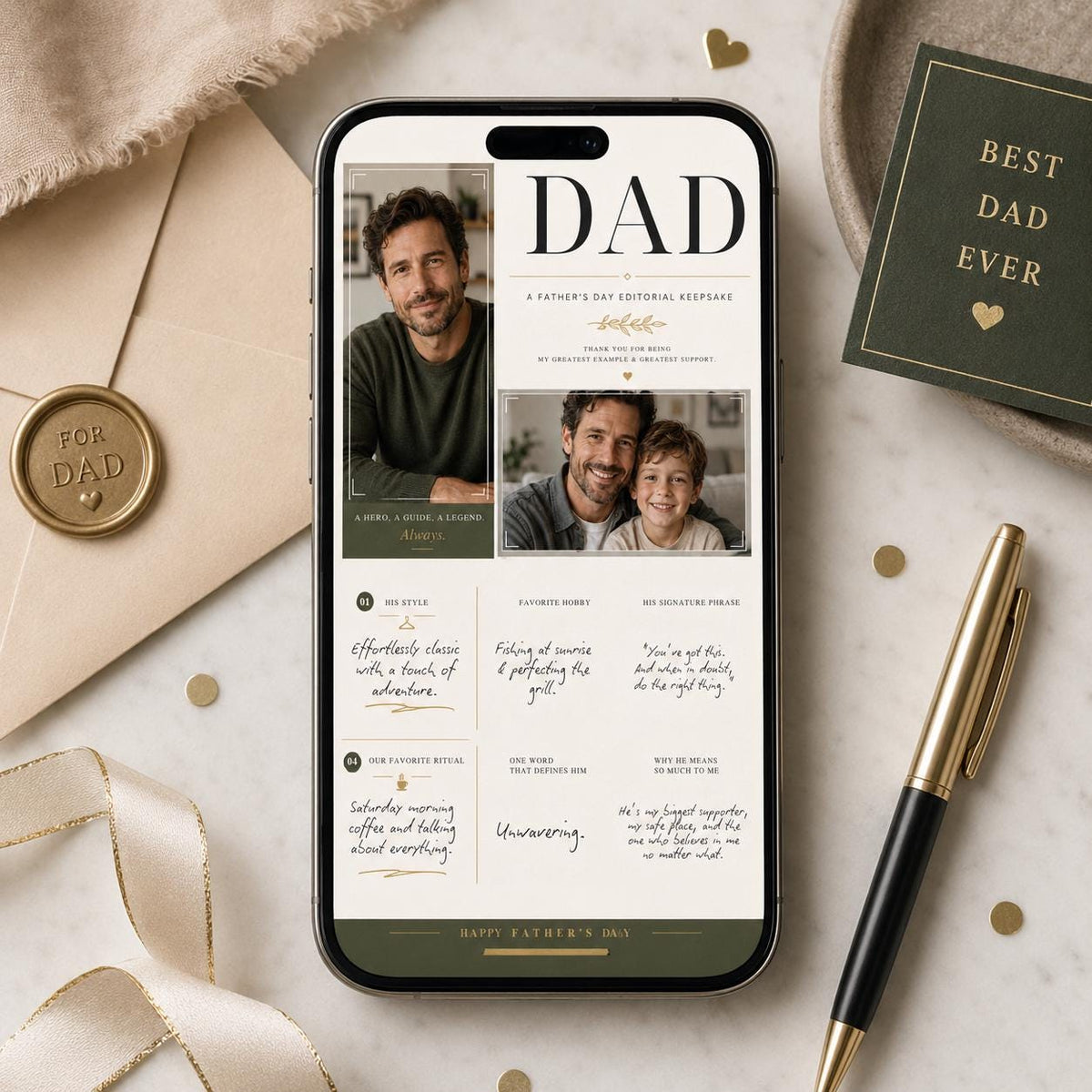 Editorial Dad Father's Day Photo Keepsake — print-ready father's day design from VoltBy