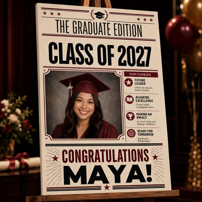 Editorial Graduation Welcome Sign Class of 2027 — welcome sign you personalize in Canva