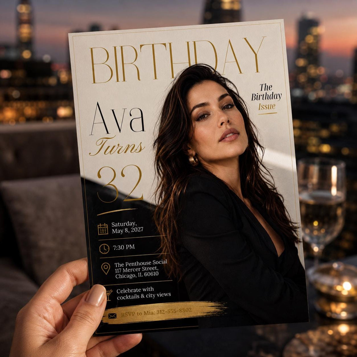 Editorial Modern 32nd Birthday Magazine Invitation — 32nd birthday party stationery by VoltBy