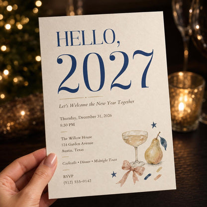 Elegant 2027 New Year's Eve Invitation — invitation you personalize in Canva