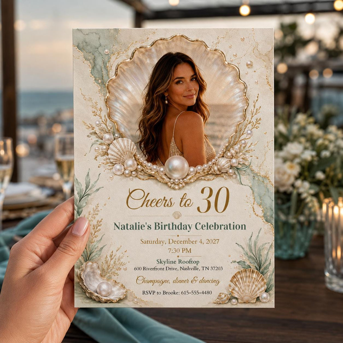 Elegant 30th Birthday Invitation — digital invitation, instant download