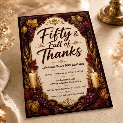Elegant 50th Birthday Invitation — print-ready 50th birthday party design from VoltBy