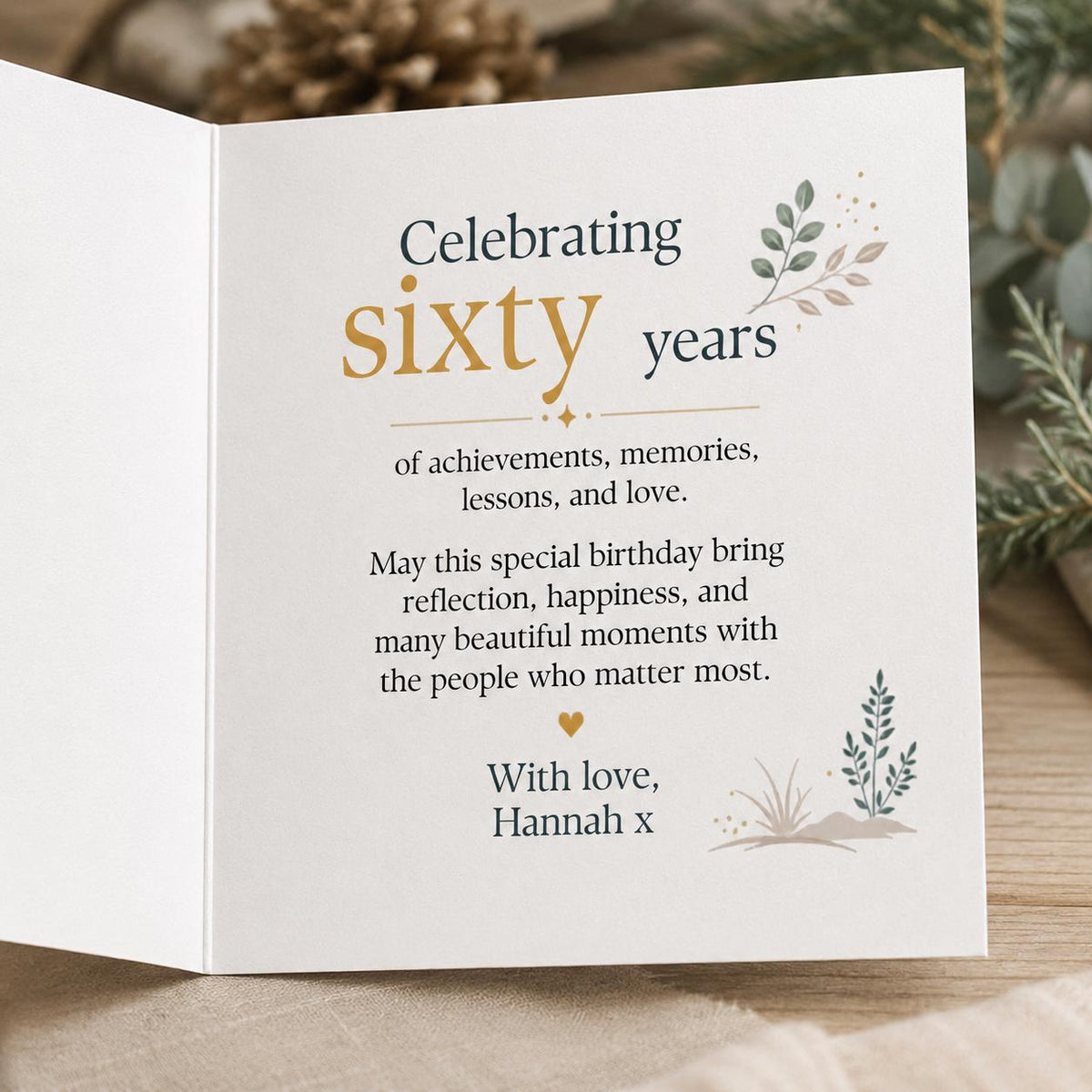 Elegant 60th Birthday Greeting Card for Him — print-ready 60th birthday party design from VoltBy