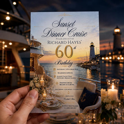 Elegant 60th Birthday Yacht Invitation — boat design