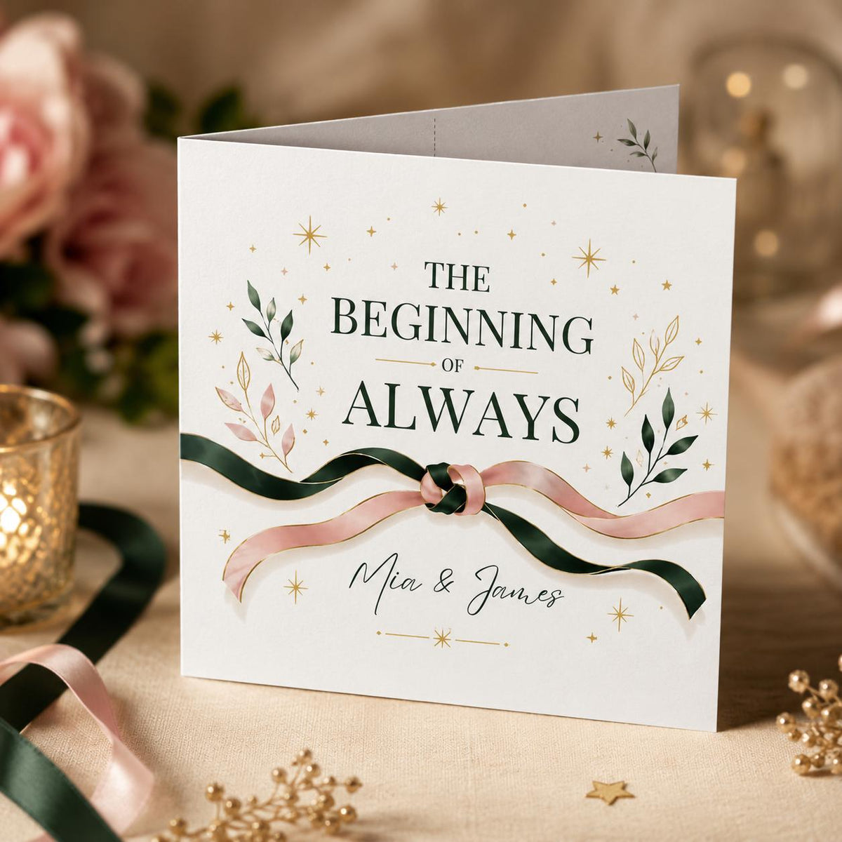 Elegant Botanical Engagement Greeting Card for Couple — engagement party stationery by VoltBy