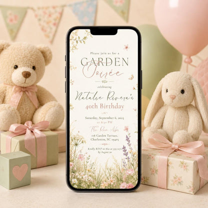 Elegant Botanical Garden Soiree 40th Birthday Invitation — invitation you personalize in Canva
