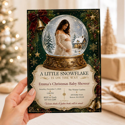 Elegant Christmas Baby Shower Invitation — invitation you personalize in Canva