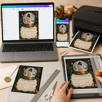 Elegant Christmas Baby Shower Invitation — print-ready baby shower design from VoltBy
