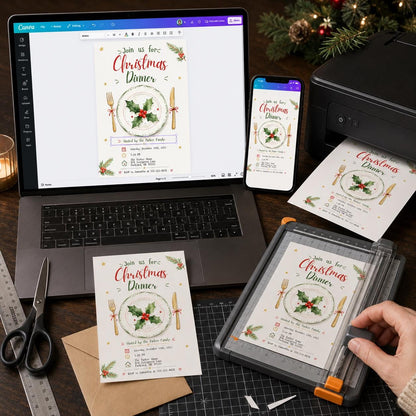 Elegant Christmas Dinner Invitation — print-ready Christmas celebration design from VoltBy