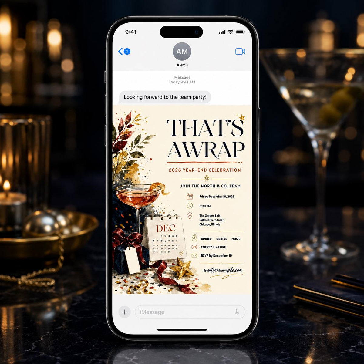 Elegant Company Year End Party Invitation — invitation you personalize in Canva
