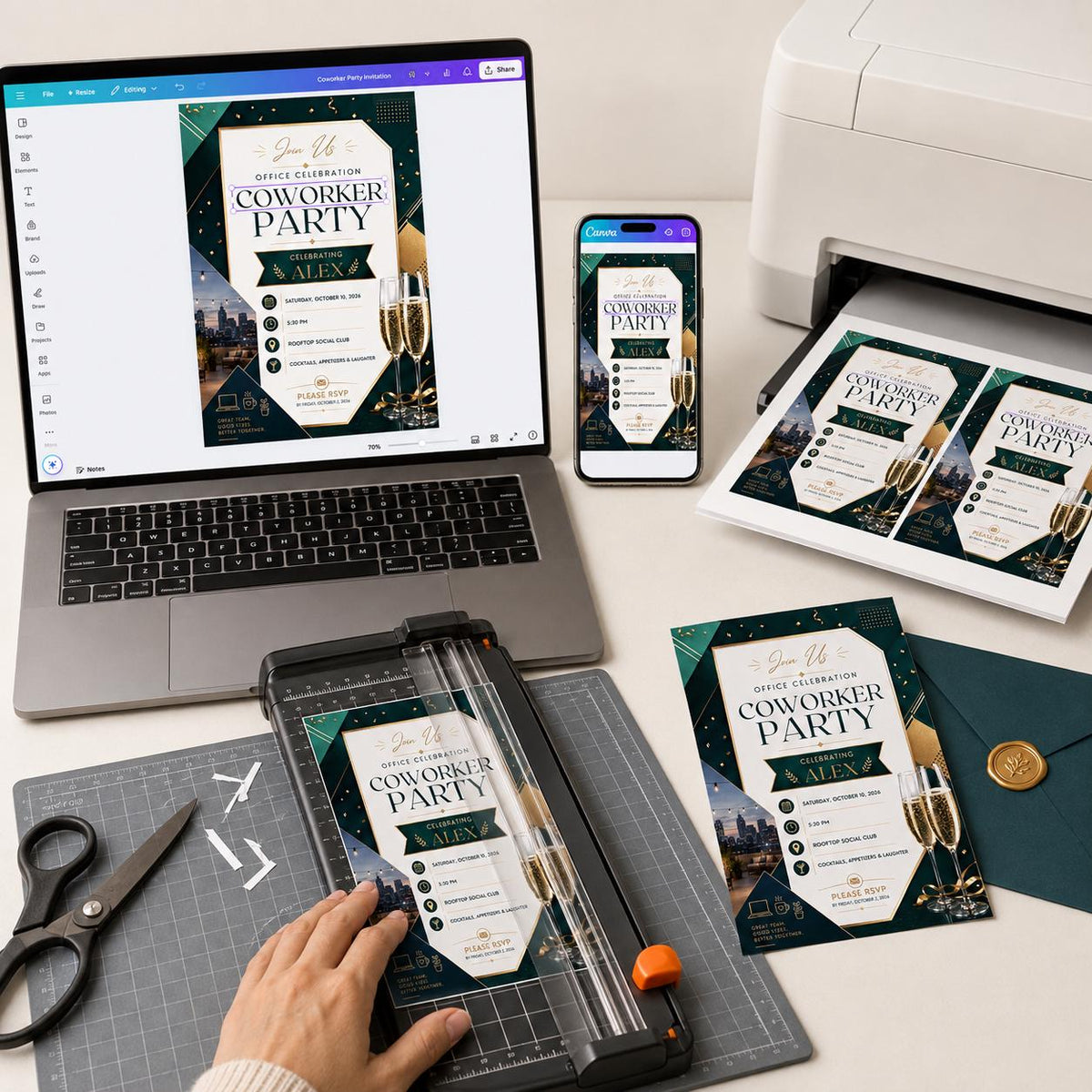 Elegant Coworker Party Invitation — invitation you personalize in Canva