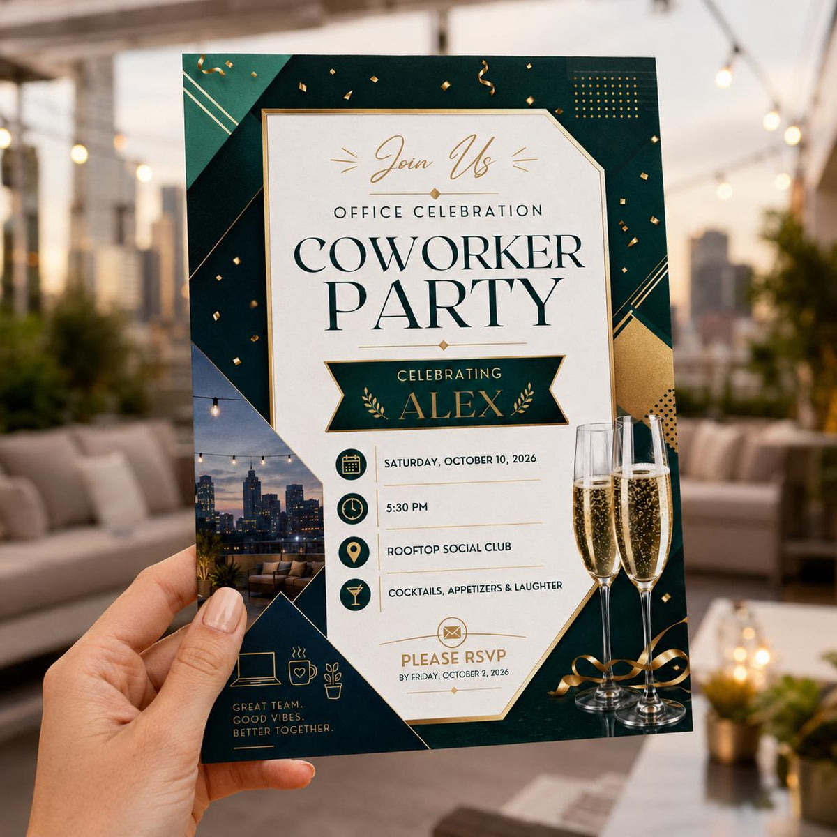Elegant Coworker Party Invitation — corporate event stationery by VoltBy