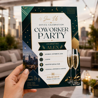 Elegant Coworker Party Invitation — corporate event stationery by VoltBy