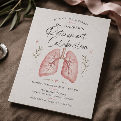 Elegant Doctor Retirement Invitation — invitation you personalize in Canva