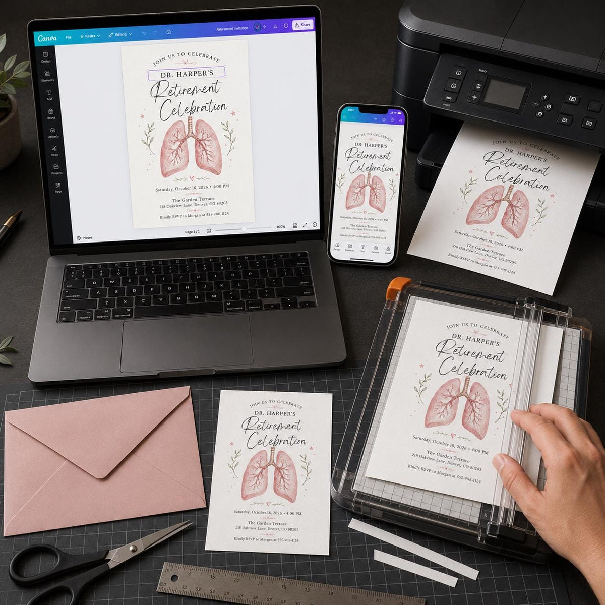 Elegant Doctor Retirement Invitation — retirement party stationery by VoltBy