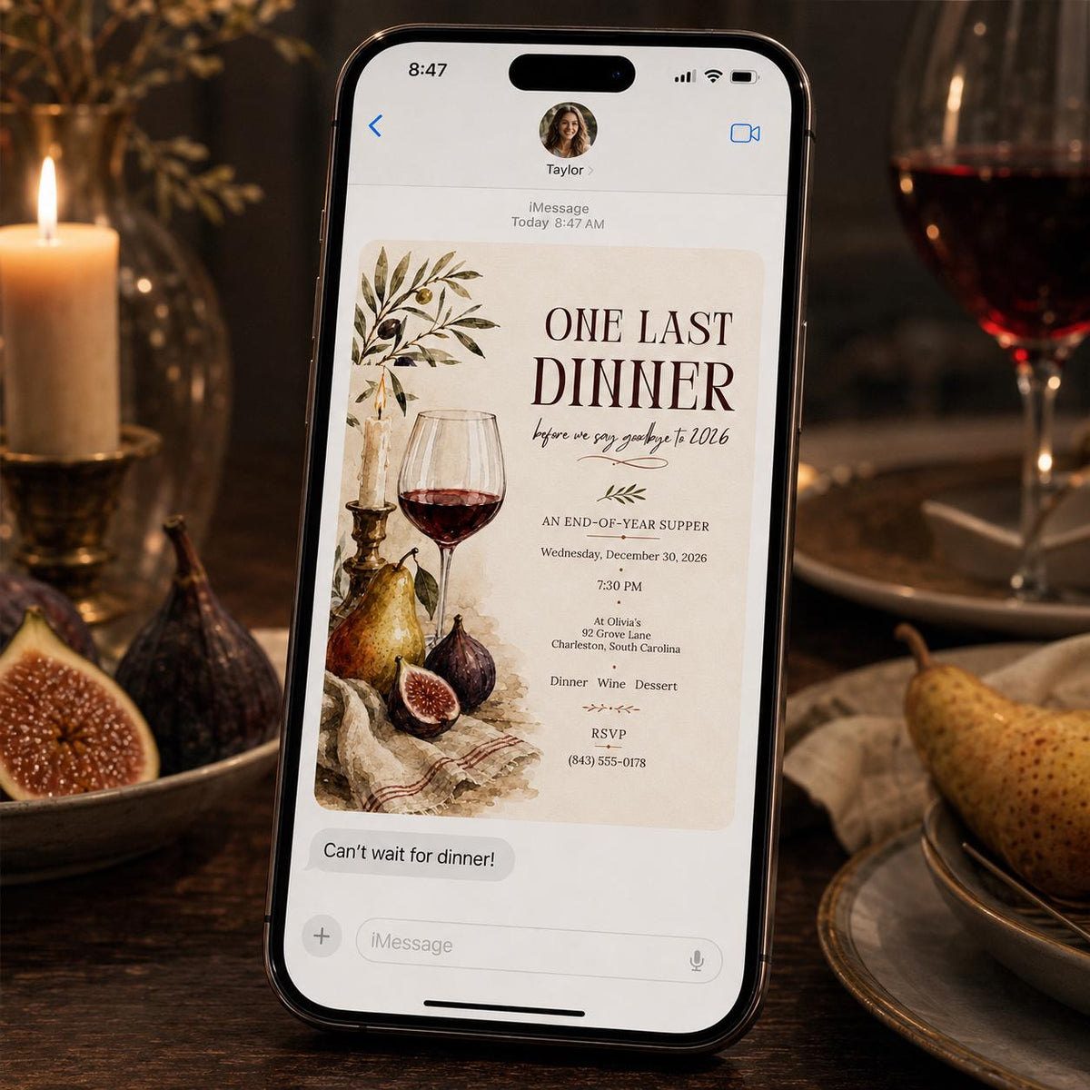 Elegant End of Year Dinner Invitation — invitation you personalize in Canva