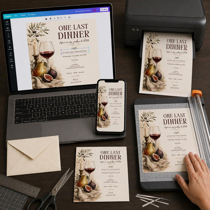 Elegant End of Year Dinner Invitation — digital invitation, instant download