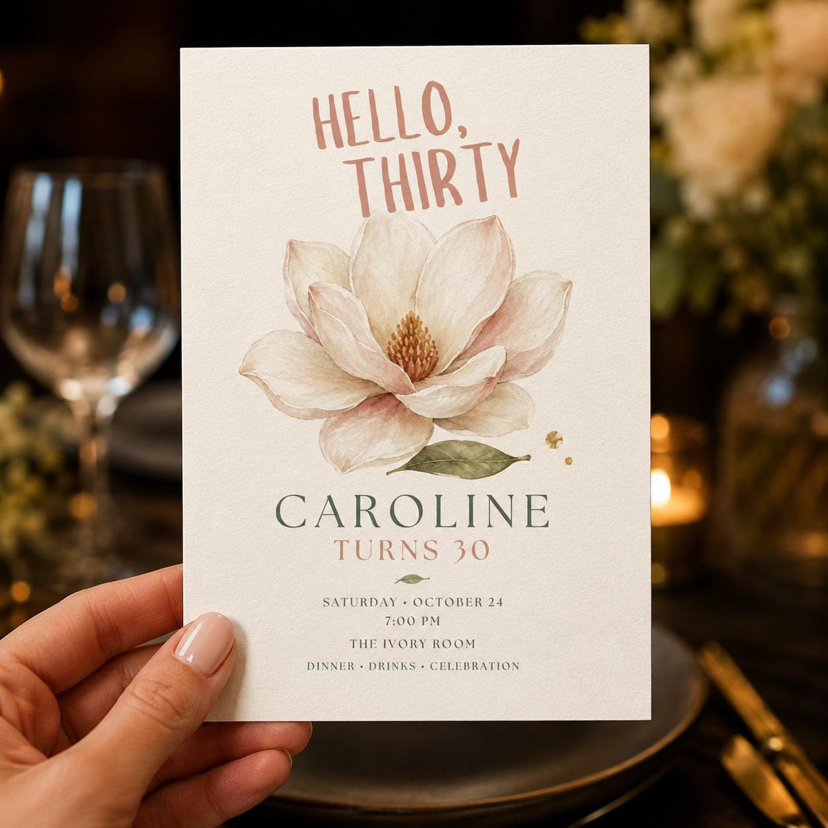Elegant Floral 30th Birthday Invitation — invitation you personalize in Canva