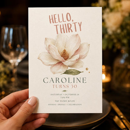 Elegant Floral 30th Birthday Invitation — invitation you personalize in Canva