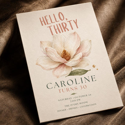 Elegant Floral 30th Birthday Invitation — print-ready 30th birthday party design from VoltBy