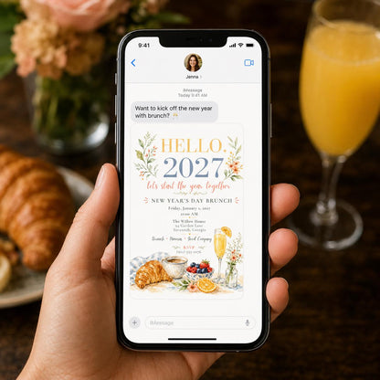 Elegant Floral New Year's Day Brunch Invitation — invitation you personalize in Canva