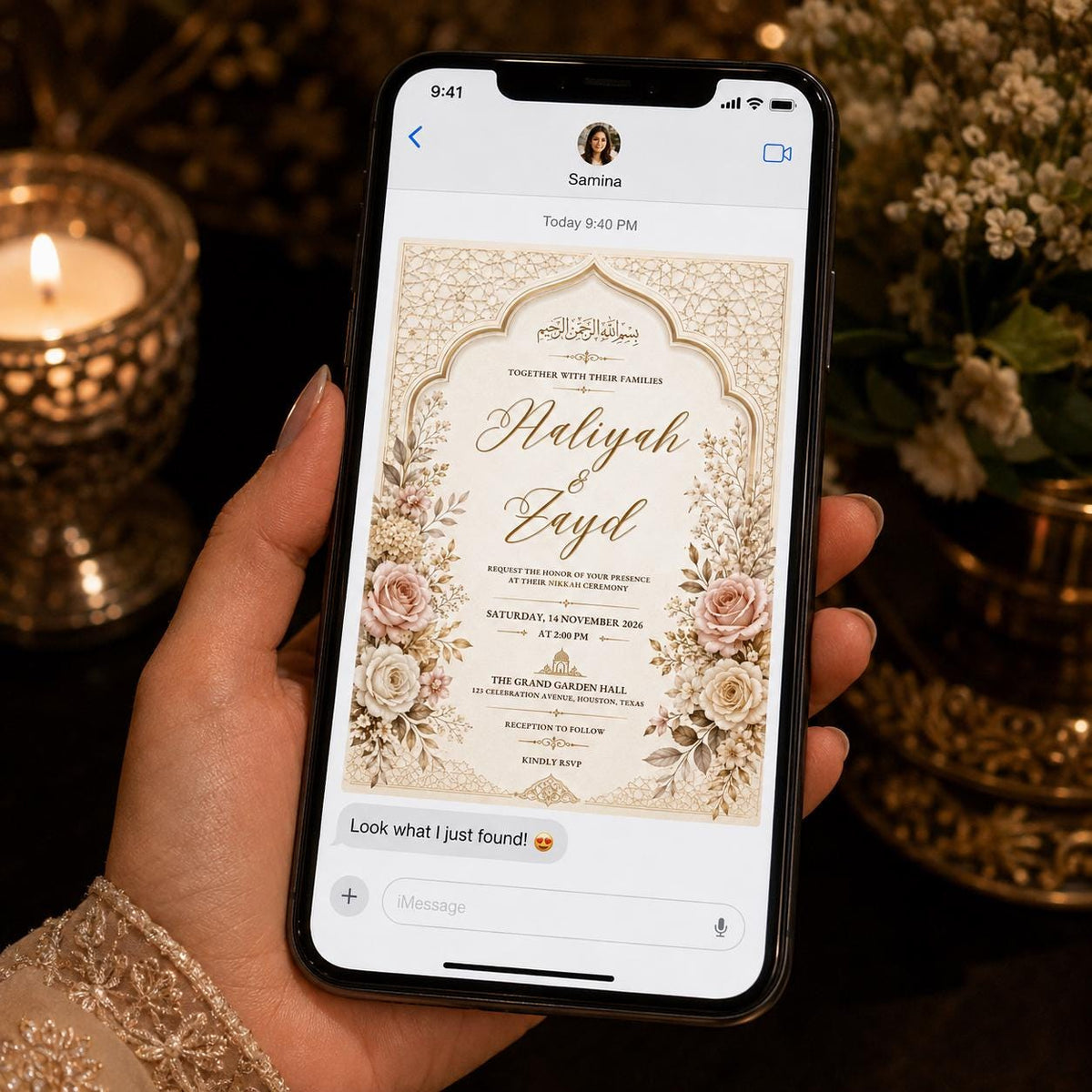 Elegant Floral Nikkah Invitation — print-ready nikah ceremony design from VoltBy