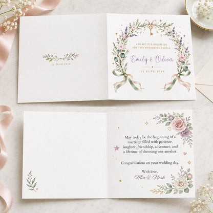 Elegant Floral Wedding Greeting Card for Couple — greeting card you personalize in Canva