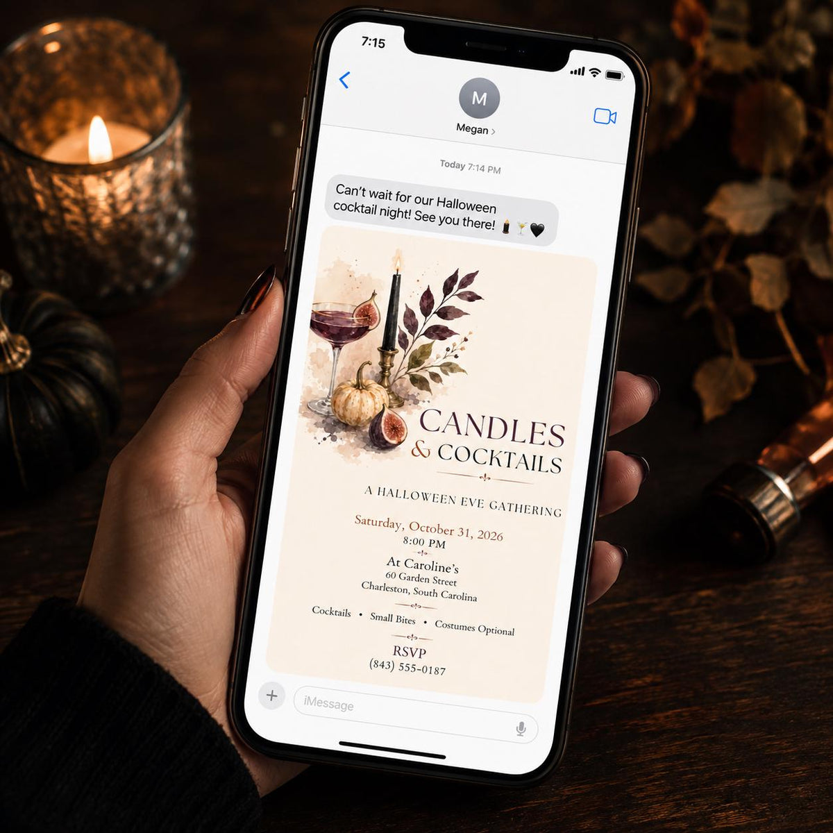Elegant Gothic Halloween Cocktail Party Invitation — invitation you personalize in Canva