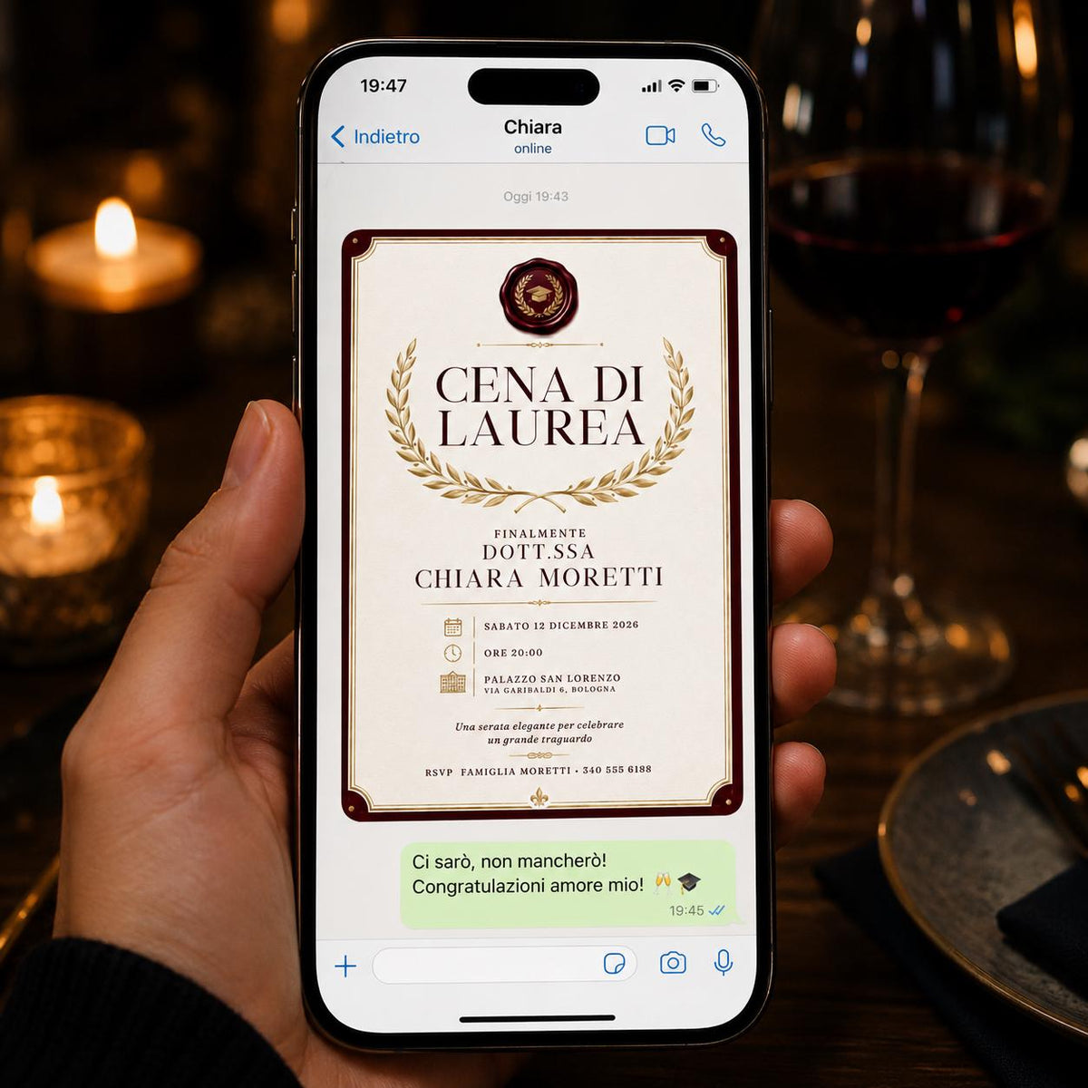 Elegant Italian Graduation Dinner Invitation — invitation you personalize in Canva
