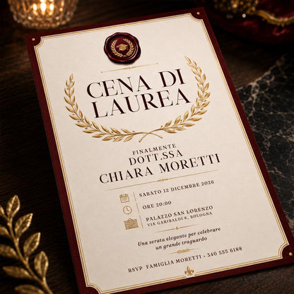 Elegant Italian Graduation Dinner Invitation — graduation party stationery by VoltBy