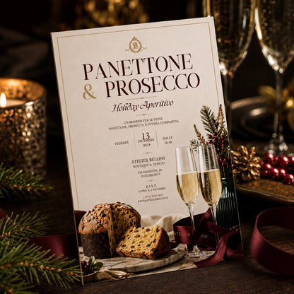 Elegant Italian Holiday Aperitivo Invitation — Christmas celebration stationery by VoltBy