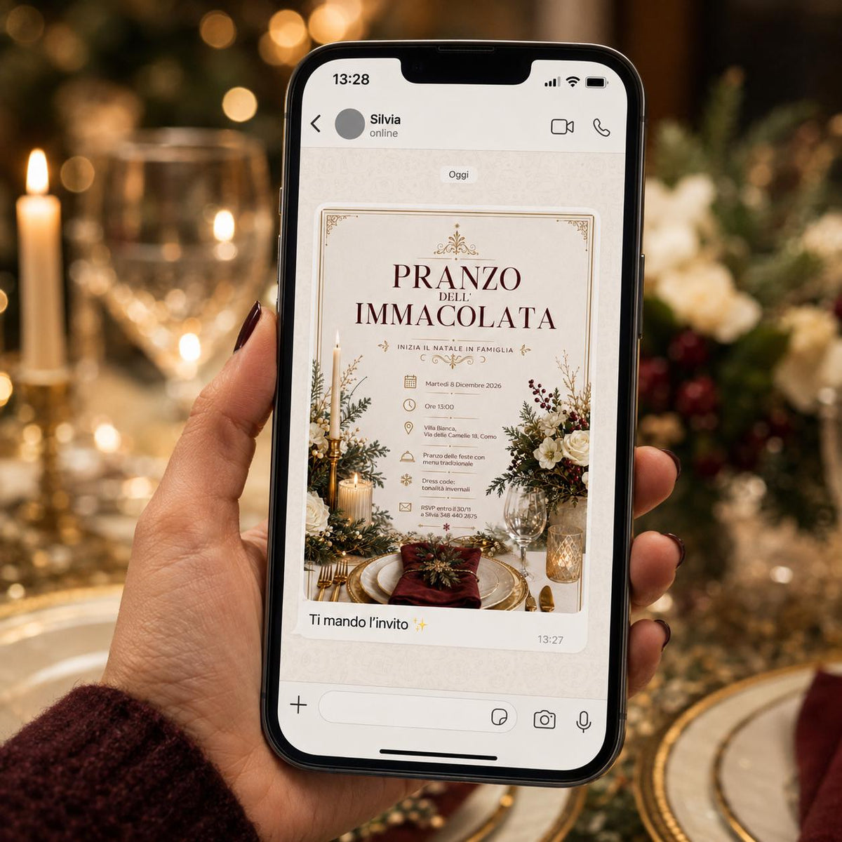Elegant Italian Immacolata Lunch Invitation — invitation you personalize in Canva