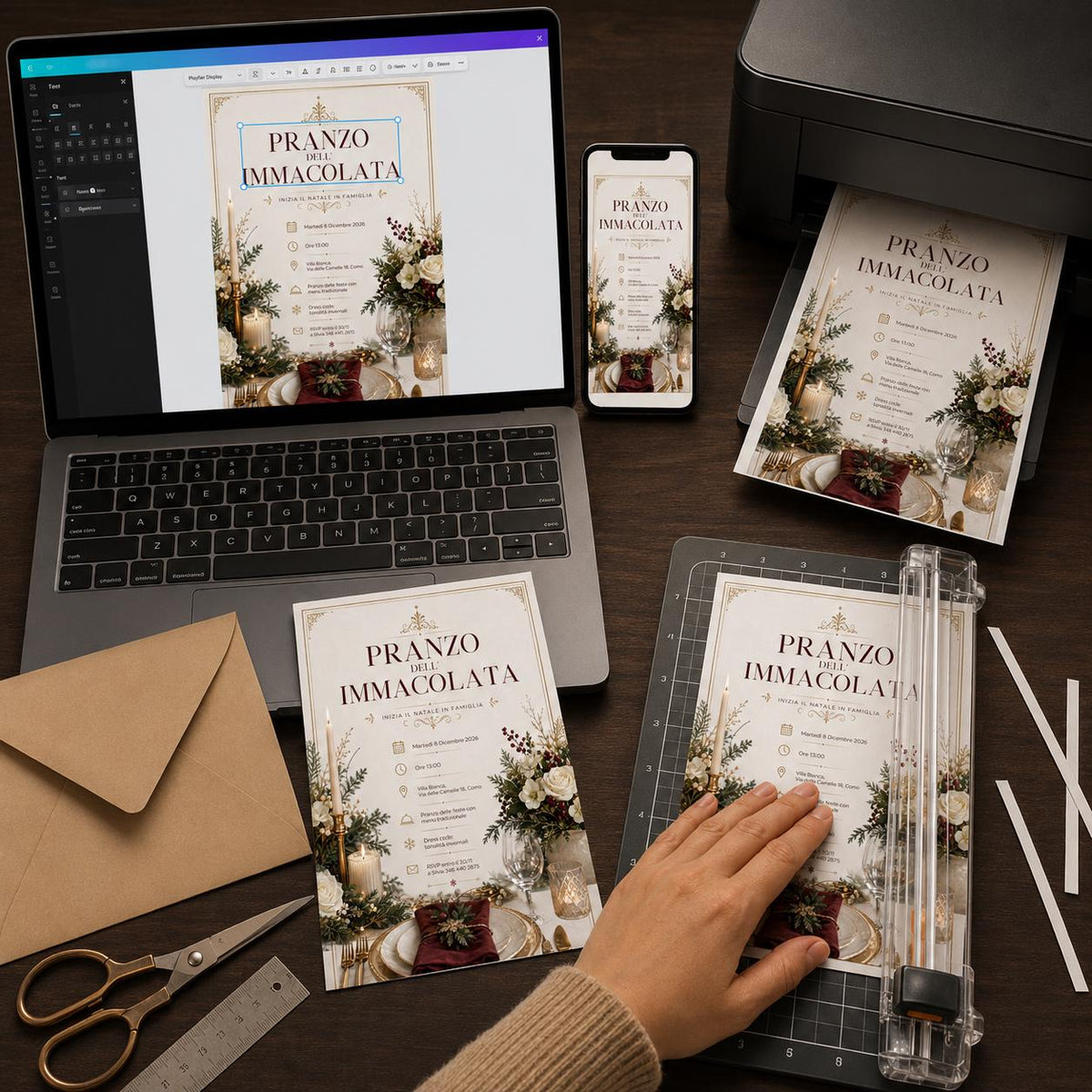 Elegant Italian Immacolata Lunch Invitation — digital invitation, instant download