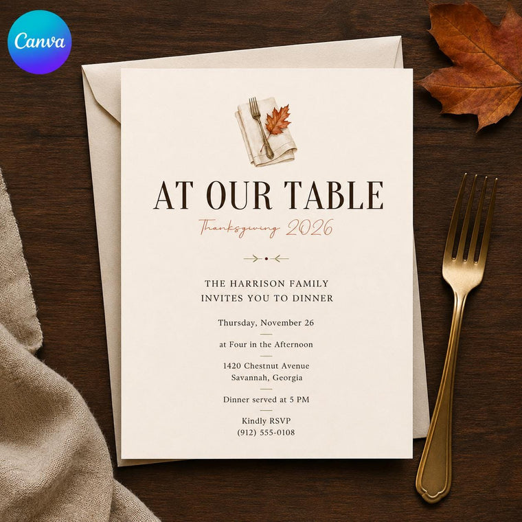 Elegant Minimalist Thanksgiving Dinner Invitation