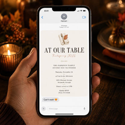 Elegant Minimalist Thanksgiving Dinner Invitation — invitation you personalize in Canva