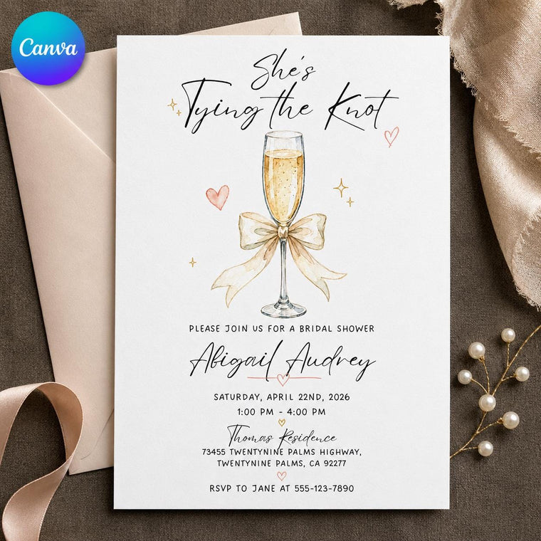 Elegant Modern Tying the Knot Bridal Shower Invitation