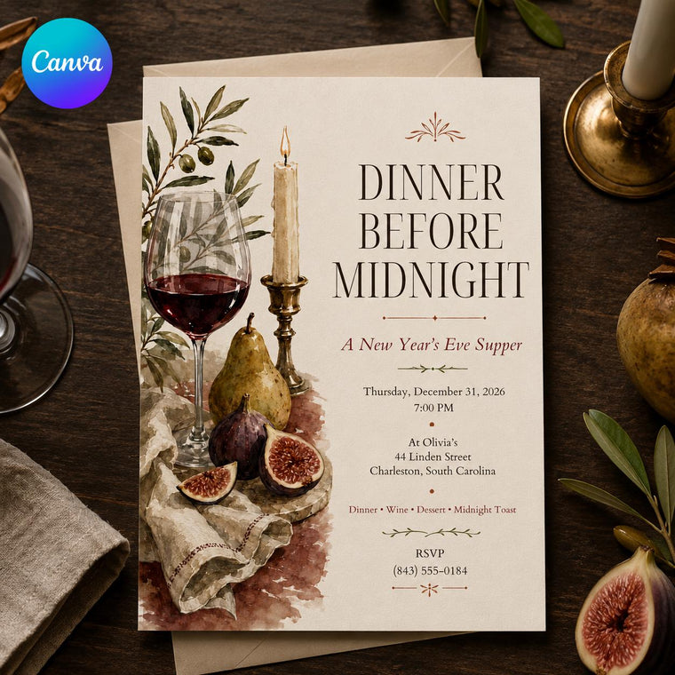 Elegant New Years Eve Dinner Invitation