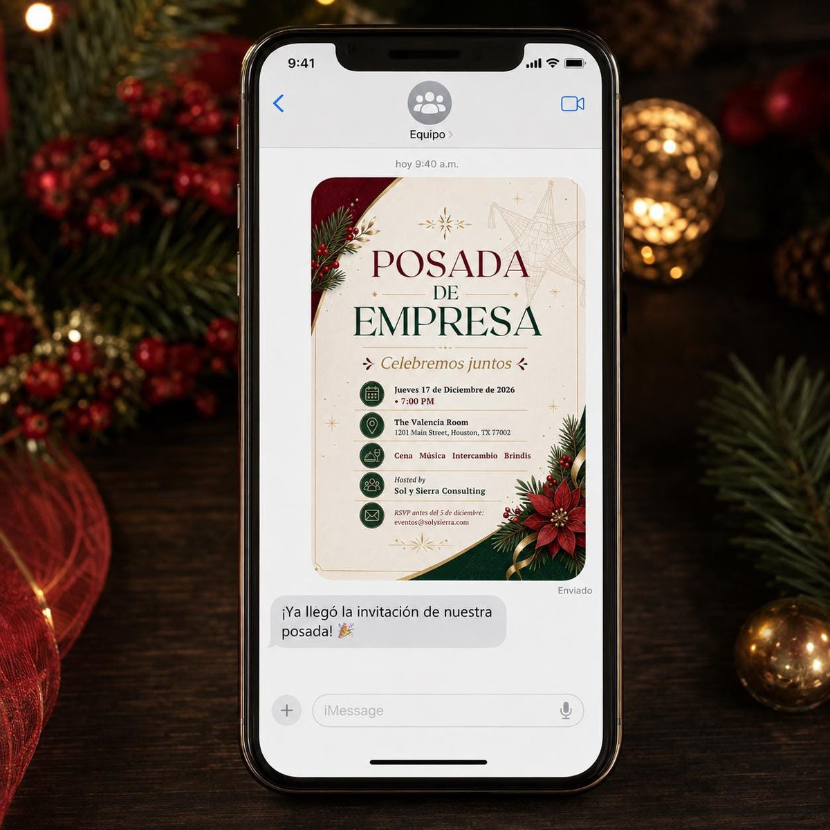 Elegant Posada Navideña Invitation — fiesta design