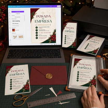 Elegant Posada Navideña Invitation — print-ready Christmas celebration design from VoltBy